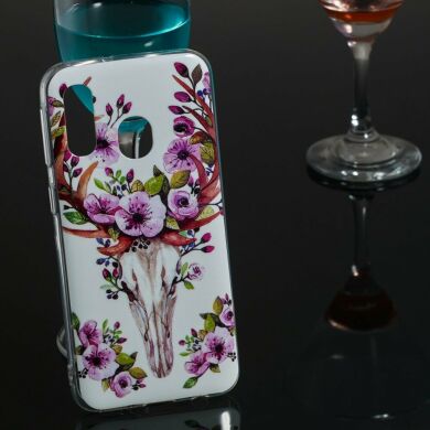 Силіконовий (TPU) чохол Deexe LumiCase для Samsung Galaxy A40 (А405) - Flowered Elk