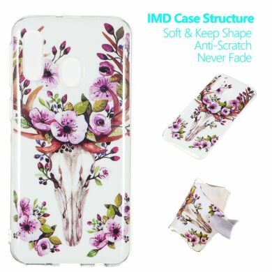 Силіконовий (TPU) чохол Deexe LumiCase для Samsung Galaxy A40 (А405) - Flowered Elk