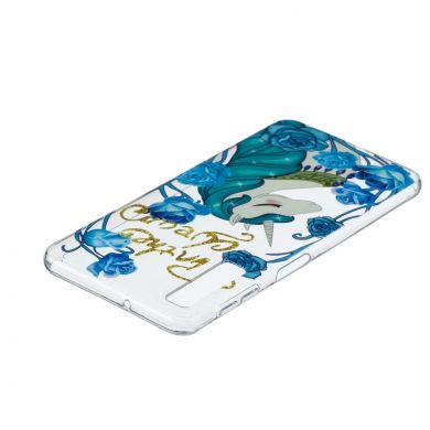 Силіконовий (TPU) чохол Deexe Pretty Glossy для Samsung Galaxy A7 2018 (A750) - Unicorn and Blue Flower