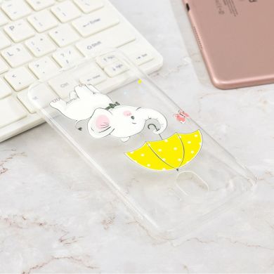 Силиконовый (TPU) чехол Deexe Pretty Glossy для Samsung Galaxy J4 2018 (J400) - Elephant Holding an Umbrella