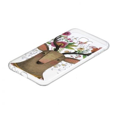 Силиконовый (TPU) чехол Deexe Pretty Glossy для Samsung Galaxy J4+ (J415) - Flowered Elk
