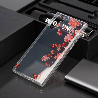Силиконовый (TPU) чехол Deexe Pretty Glossy для Samsung Galaxy Note 10 (N970) - Flowers