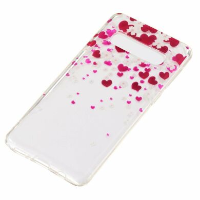 Силиконовый (TPU) чехол Deexe Pretty Glossy для Samsung Galaxy S10 (G973) - Hearts and Flowers