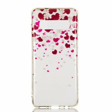 Силиконовый (TPU) чехол Deexe Pretty Glossy для Samsung Galaxy S10 (G973) - Hearts and Flowers