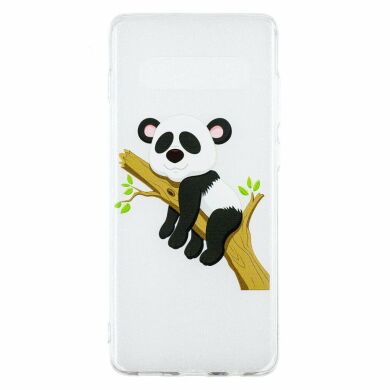 Силиконовый (TPU) чехол Deexe Pretty Glossy для Samsung Galaxy S10 Plus (G975) - Panda Climbing Tree