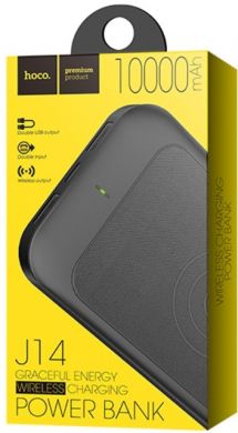 Внешний аккумулятор с беспроводной зарядкой HOCO J14 Graceful Energy 10 000 mAh - Black