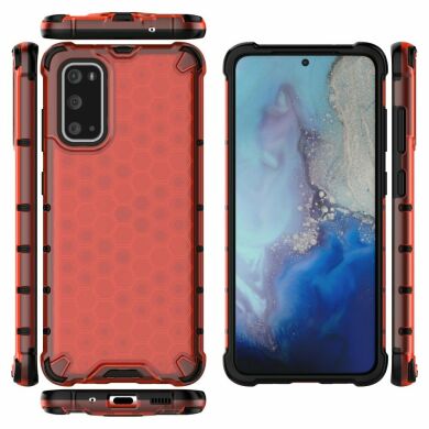 Защитный чехол Deexe Honeycomb Series для Samsung Galaxy S20 (G980) - Red