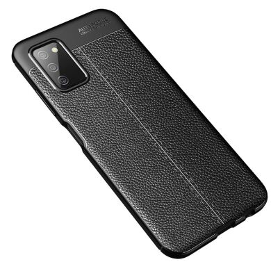 Защитный чехол Deexe Leather Cover для Samsung Galaxy A03s (A037) - Black