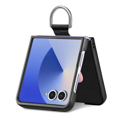 Защитный чехол Deexe Litchi Ring Case для Samsung Galaxy Flip 8 - Black