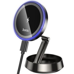 Автомобільний тримач із бездротовою зарядкою Hoco HW33 (15W) - Metal Grey