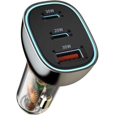 Автомобільний зарядний пристрій WiWU PC700 PD80W + QC3.0 (2Type-C + USB) - Black