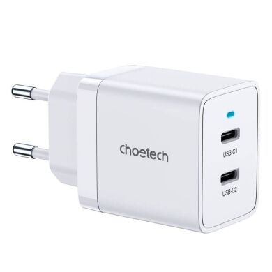Мережевий зарядний пристрій Choetech Q5006-EU PD 40W Dual USB-C Charger - White