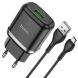 Мережевий зарядний пристрій Hoco N3 Special QC3.0 + Кабель MicroUSB - Black