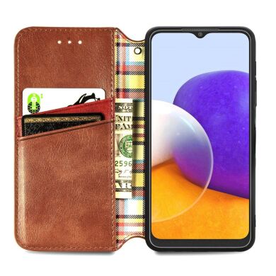 Чехол Deexe Rhombus Wallet для Samsung Galaxy A22 (A225) / M22 (M225) - Brown