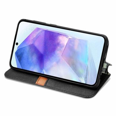 Чехол Deexe Rhombus Wallet для Samsung Galaxy A55 (A556) - Black