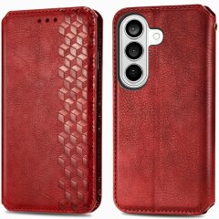 Чохол Deexe Rhombus Wallet для Samsung Galaxy S26 Plus - Red