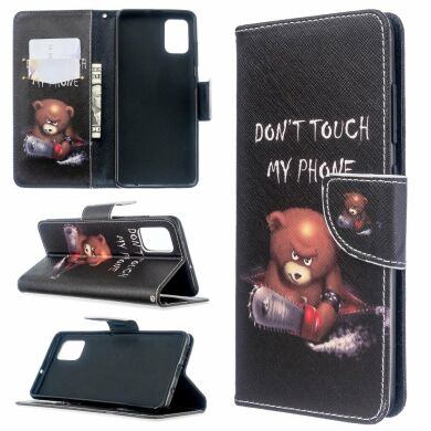 Чехол-книжка Deexe Color Wallet для Samsung Galaxy A51 (А515) - Brown Bear and Warning Words