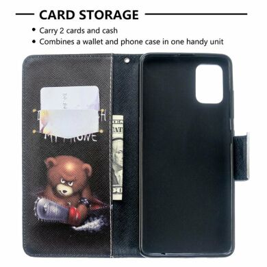 Чехол-книжка Deexe Color Wallet для Samsung Galaxy A51 (А515) - Brown Bear and Warning Words