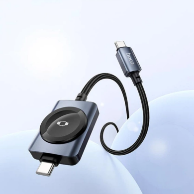 Кабель с беспроводной зарядкой Hoco CW66 2 in 1 Type-C to Apple Watch + Type-C (100W, 1.2m) - Black
