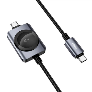 Кабель с беспроводной зарядкой Hoco CW66 2 in 1 Type-C to Apple Watch + Type-C (100W, 1.2m) - Black