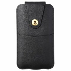Кожаный чехол на пояс Deexe Pouch Case для смартфонов (размер: M) - Black