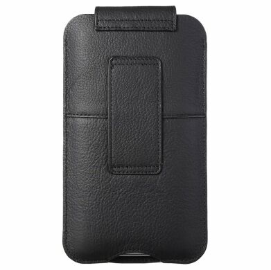 Кожаный чехол на пояс Deexe Pouch Case для смартфонов (размер: M) - Black