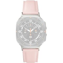 Кожаный ремешок Deexe Genuine Leather для Samsung Galaxy Watch Ultra (47mm) / Ultra (2025) - Light Pink