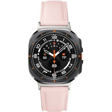 Кожаный ремешок Deexe Genuine Leather для Samsung Galaxy Watch Ultra (47mm) / Ultra (2025) - Light Pink