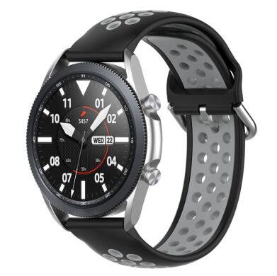 Ремешок Deexe Dual Color для Samsung Galaxy Watch 3 (45mm) - Black / Grey