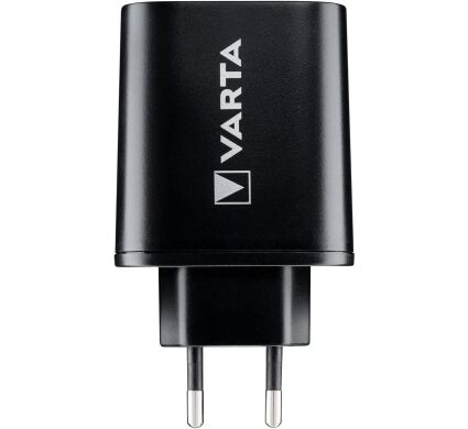 Сетевое зарядное устройство Varta Wall Charger 38W (2USB, 3A; Type-C, 3A) - Black