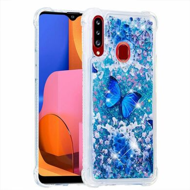 Силіконовий (TPU) чохол Deexe Fashion Glitter для Samsung Galaxy A20s (A207) - Blue Butterflies