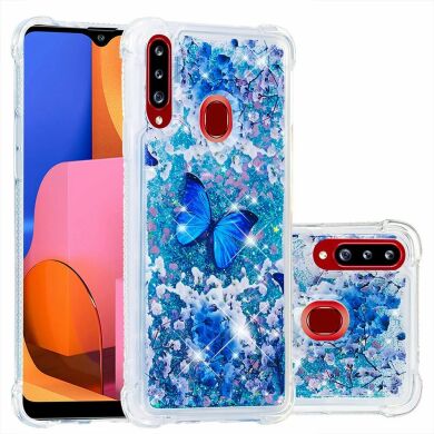 Силіконовий (TPU) чохол Deexe Fashion Glitter для Samsung Galaxy A20s (A207) - Blue Butterflies
