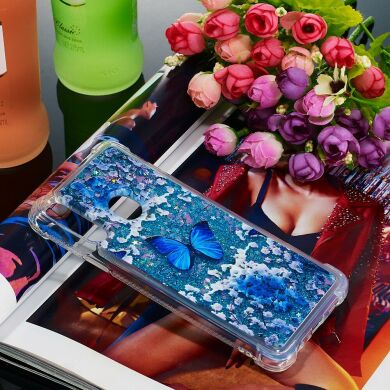 Силиконовый (TPU) чехол Deexe Fashion Glitter для Samsung Galaxy A20s (A207) - Blue Butterflies