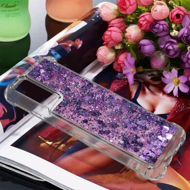 Силиконовый (TPU) чехол Deexe Liquid Glitter для Samsung Galaxy A02s (A025) - Purple