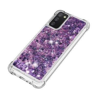 Силиконовый (TPU) чехол Deexe Liquid Glitter для Samsung Galaxy A02s (A025) - Purple