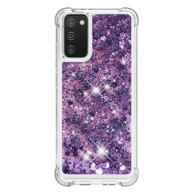 Силиконовый (TPU) чехол Deexe Liquid Glitter для Samsung Galaxy A02s (A025) - Purple