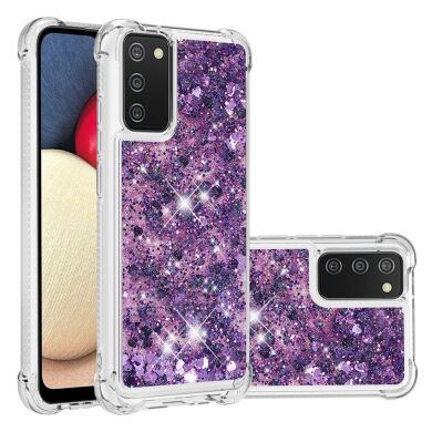 Силиконовый (TPU) чехол Deexe Liquid Glitter для Samsung Galaxy A02s (A025) - Purple