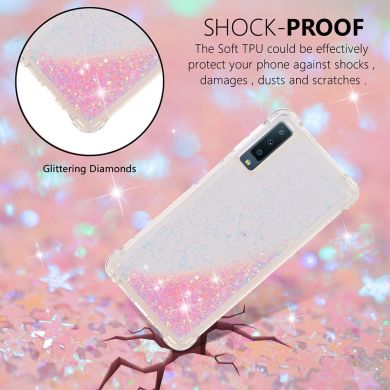 Силіконовий (TPU) чохол Deexe Liquid Glitter для Samsung Galaxy A7 2018 (A750), Pink