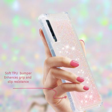 Силіконовий (TPU) чохол Deexe Liquid Glitter для Samsung Galaxy A7 2018 (A750), Pink