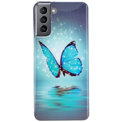 Силиконовый (TPU) чехол Deexe LumiCase для Samsung Galaxy S21 FE (G990) - Blue Butterfly