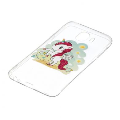 Силиконовый (TPU) чехол Deexe Pretty Glossy для Samsung Galaxy J4 2018 (J400) - Unicorn