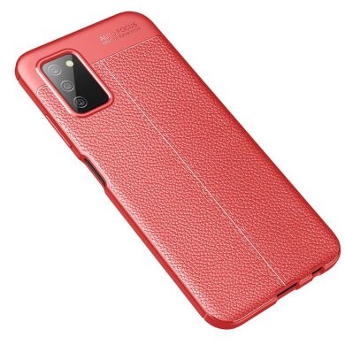 Защитный чехол Deexe Leather Cover для Samsung Galaxy A03s (A037) - Red