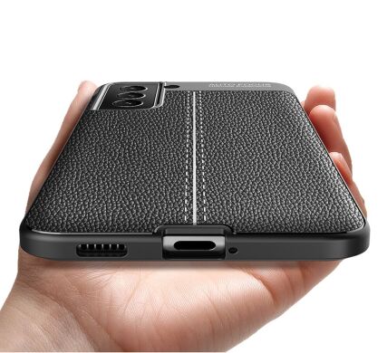 Защитный чехол Deexe Leather Cover для Samsung Galaxy S21 FE (G990) - Black