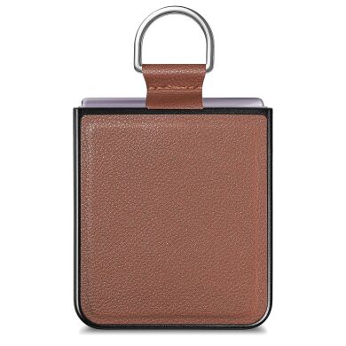 Защитный чехол Deexe Litchi Ring Case для Samsung Galaxy Flip 8 - Brown