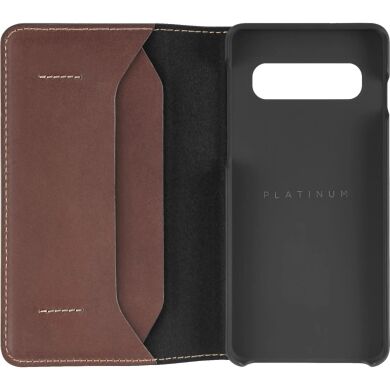 Защитный чехол Platinum Leather Wallet для Samsung Galaxy S10 (G973) - Brown