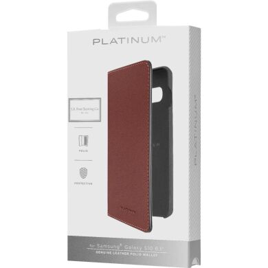 Защитный чехол Platinum Leather Wallet для Samsung Galaxy S10 (G973) - Brown