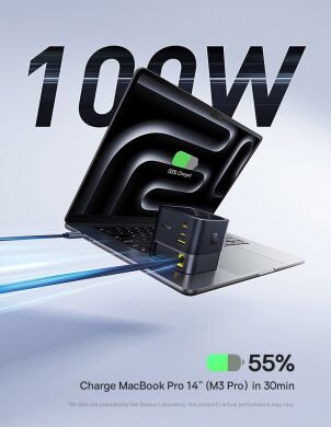 Мережевий зарядний пристрій Baseus Super GaN Desktop 100W (2Type-C+USB) + кабель Type-C (P10164001123-00) - Black