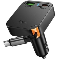 Автомобильное зарядное устройство Hoco NZ18 Guardian PD65W (Type-C + USB) + кабель Type-C - Black