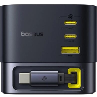 Мережевий зарядний пристрій Baseus Super GaN Desktop 100W (2Type-C+USB) + кабель Type-C (P10164001123-00) - Black