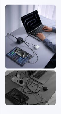 Мережевий зарядний пристрій Baseus Super GaN Desktop 100W (2Type-C+USB) + кабель Type-C (P10164001123-00) - Black